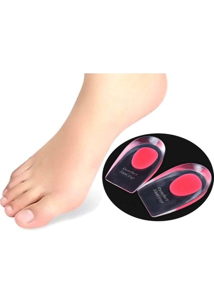 Silikon Yastığı Tabanlık Kırmızı Boy Uzatıcı Gizli Topuk Koruyucu Jel Tabanlık Topuklu