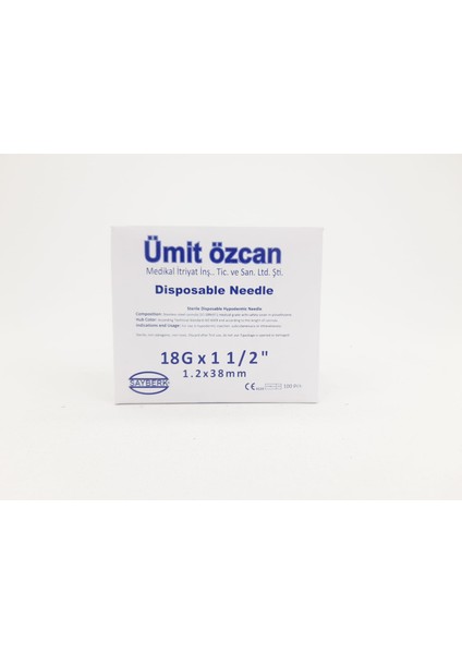 Enjektör İğne Ucu - Pembe Uzun İğne - 18 gr - 38 mm - 100'lü Kutu