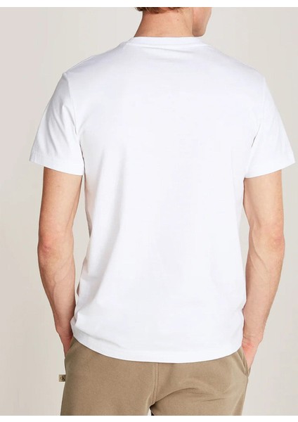 Bisiklet Yaka Baskılı Beyaz Erkek T-Shirt J30J326863YAF Dıstressed Monologo fiyatları