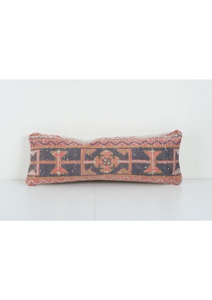 Kahverengi Renkli Geometrik El Dokuma Kilim Kırlent Kılıf 28 x 75 cm