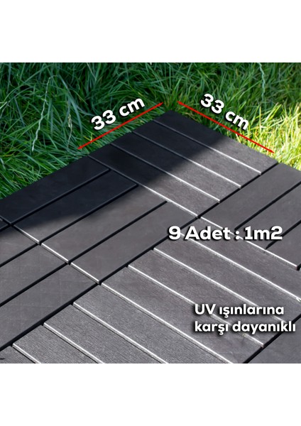 1066 Bahçe Balkon Teras Zemin Paspası Banyo Paspası 3'lü Dış Mekan Yer Karosu Antrasit