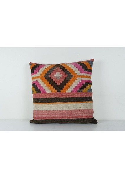 Renkli Patchwork El Dokuma Kilim Kırlent Kılıf 70 x 70 cm
