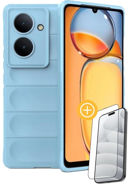 Denza Case Xiaomi Redmi 13C Kılıf Arkası Bombeli Silikon Kapak - Sky Blue + Ekran Koruyucu