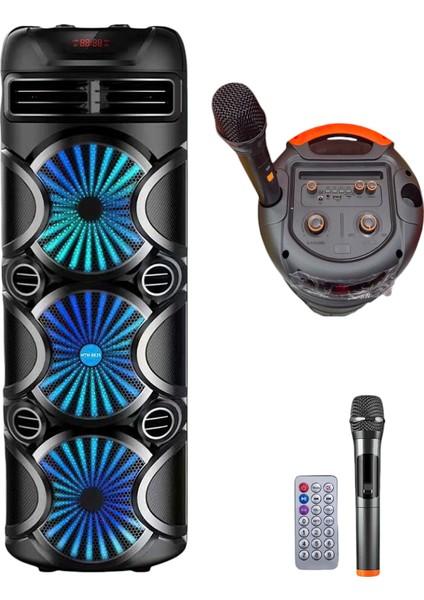 Kablosuz Mikrofonlu Kumandalı 82CM Boyunda Dev Speaker (Aux-Bt 5.0-Fm Radyo-Sd Kart) 2024 Yeni Model