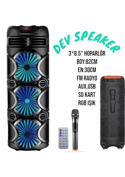 Kablosuz Mikrofonlu Kumandalı 82CM Boyunda Dev Speaker (Aux-Bt 5.0-Fm Radyo-Sd Kart) 2024 Yeni Model