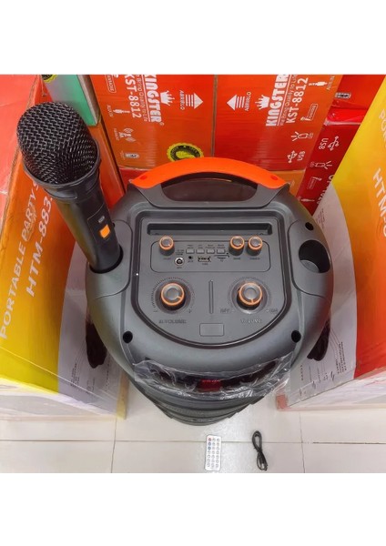 Kablosuz Mikrofonlu Kumandalı 82CM Boyunda Dev Speaker (Aux-Bt 5.0-Fm Radyo-Sd Kart) 2024 Yeni Model