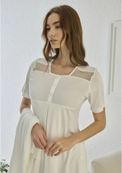 Kadın Yarım Sabahlıklı Lohusa 3 Lü Pijama Takımı 2737