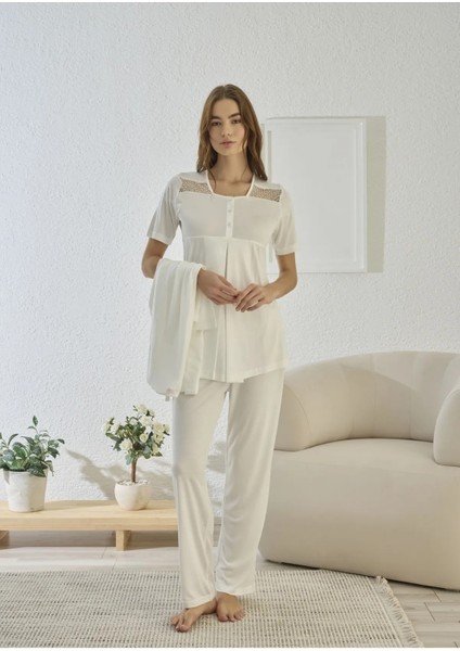 Kadın Yarım Sabahlıklı Lohusa 3 Lü Pijama Takımı 2737 fiyatları