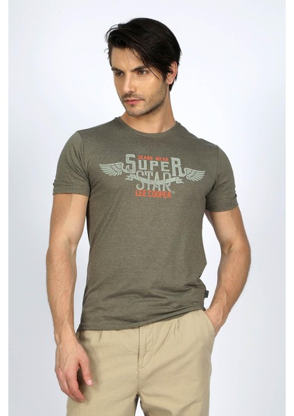 Lee Cooper Bisiklet Yaka Yeşil Melanj Erkek T-Shirt 232 Lcm 242046 Sertıw Yeşil Melanj