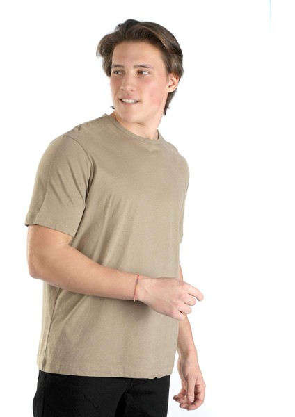 Yuvarlak Yaka Vizon Erkek T-Shirt 242 Lcm 242010 Marelo Vızon