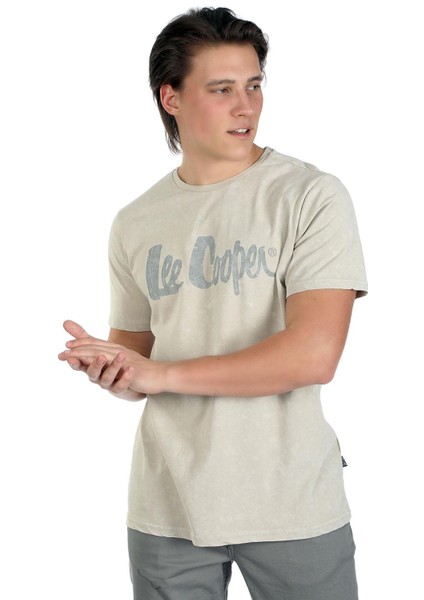 Yuvarlak Yaka Bej Erkek T-Shirt 242 Lcm 242018 New Drawıng Bej