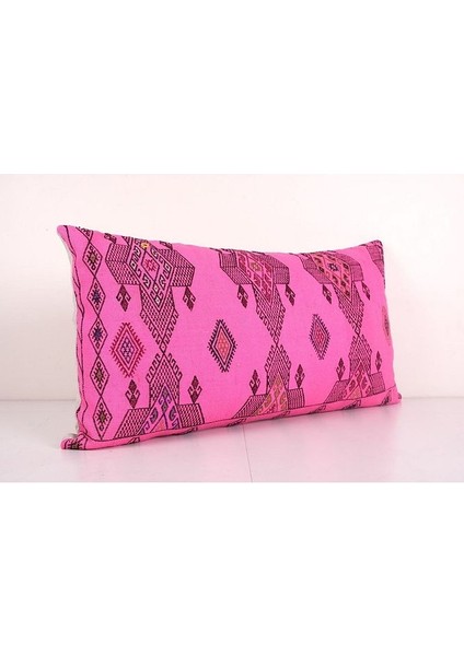 Pembe Uzun Çizgili El Dokuma Kilim Kırlent Kılıf fiyatları