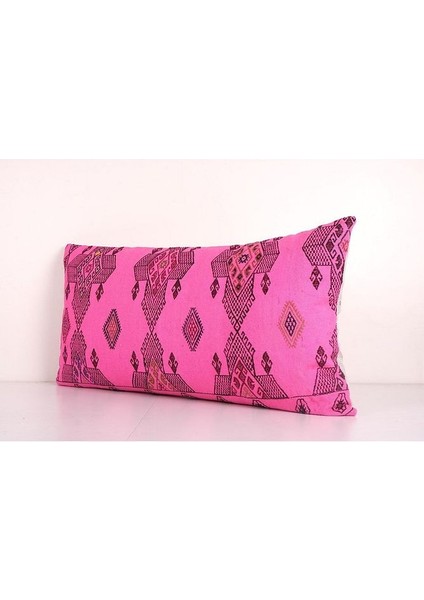 Pembe Uzun Çizgili El Dokuma Kilim Kırlent Kılıf modelleri