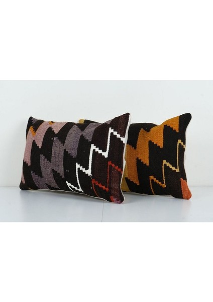 Kahverengi Renkli Geometrik El Dokuma Kilim Kırlent Kılıf 30 x 45 cm modelleri