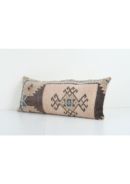 Kahverengi Renkli Geometrik El Dokuma Kilim Kırlent Kılıf 30 x 75 cm modelleri