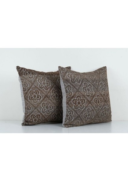 Kahverengi Renkli Geometrik El Dokuma Kilim Kırlent Kılıf 50 x 50 cm fiyatları