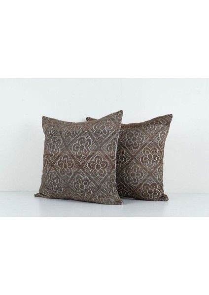 Kahverengi Renkli Geometrik El Dokuma Kilim Kırlent Kılıf 50 x 50 cm modelleri