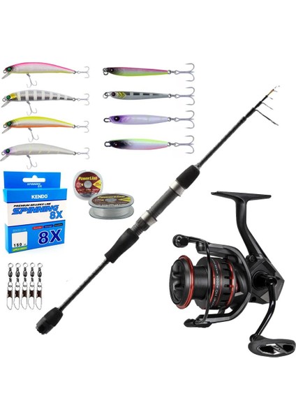Okuma Profesyonel Lrf Seti Okuma LRF-TELE-706UL 210CM 1-8 gr Lrf Kamışı&okuma Ceymar Hd CHD-2500A Matt Black 7+1bb Olta Makinesi