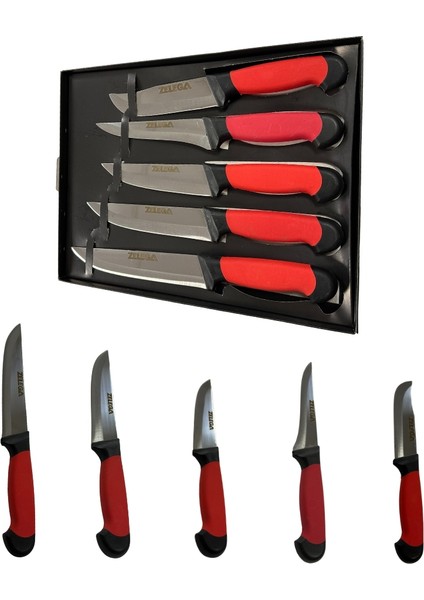 5'li Bıçak Seti Paslanmaz Çelikten Bıçak Kurban Seti, Profesyonel Bıçak Seti Kırmızı fiyatları