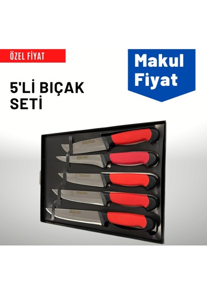 5'li Bıçak Seti Paslanmaz Çelikten Bıçak Kurban Seti, Profesyonel Bıçak Seti Kırmızı modelleri