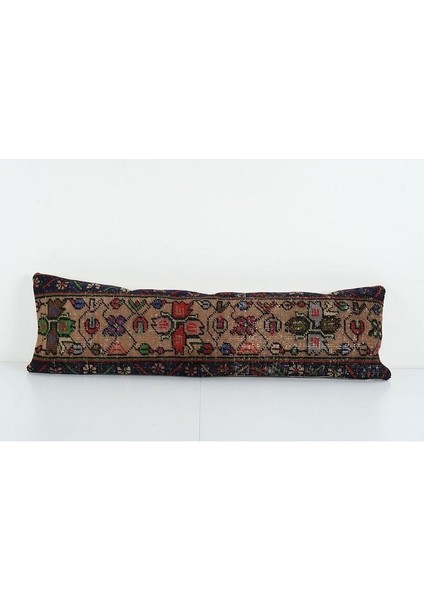 Kahverengi Renkli Geometrik El Dokuma Kilim Kırlent Kılıf 30 x 100 cm