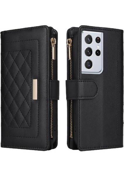 Samsung Galaxy S21 Ultra Kayış Darbeye Cüzdan Kart Yuvaları Için Flip Case (Yurt Dışından) modelleri