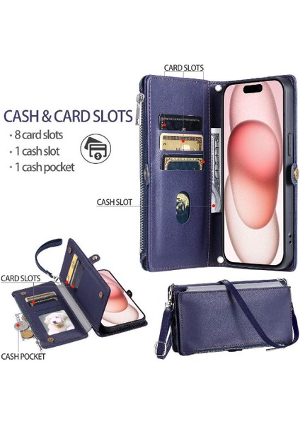 Samsung Galaxy A21 Fermuar Faturaları Yuvası Uzun Kordon 9 Için Crossbody Durumda (Yurt Dışından)