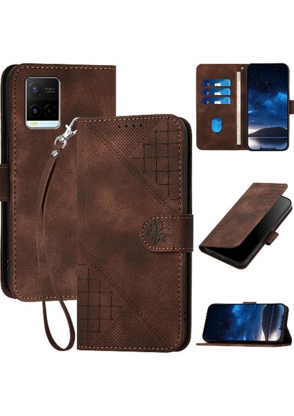 Ayrılabilir El Kayışı ve Kredi Kartı Yuvası ile Vıvo Y21 Için Flip Case (Yurt Dışından)