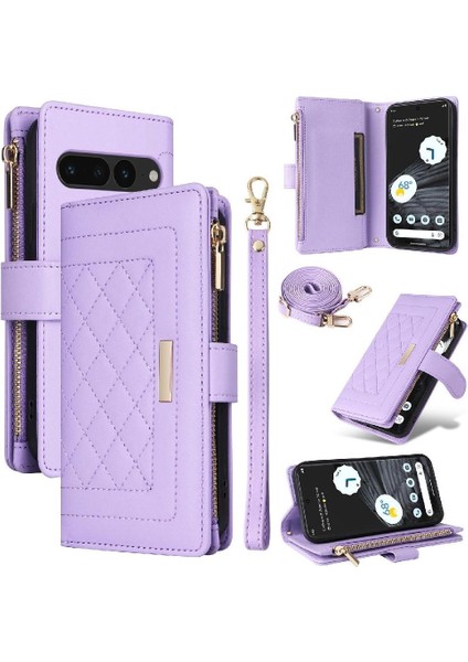 Google Piksel 7 Pro Kayış Darbeye Dayanıklı Cüzdan Kart Yuvaları Için Flip Case (Yurt Dışından)