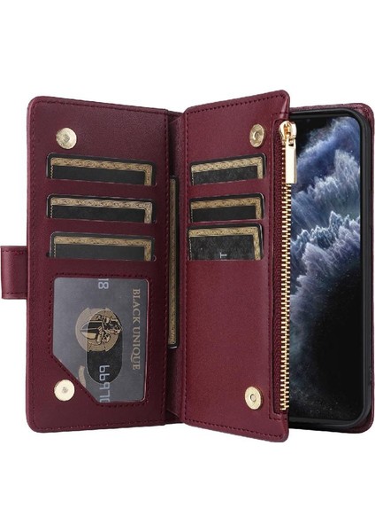 IPhone 11 Için Flip Case Pro Max Cüzdan Kayış Kart Yuvaları Darbeye (Yurt Dışından)