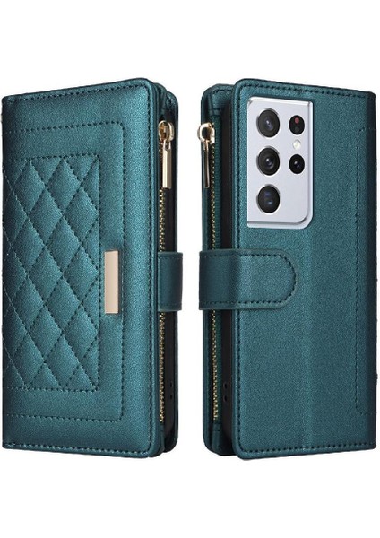 Samsung Galaxy S21 Ultra Kayış Darbeye Cüzdan Kart Yuvaları Için Flip Case (Yurt Dışından)