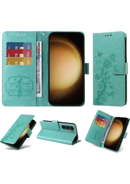 Samsung Galaxy S23 Deri Flip Kart Yuvaları Çiçek Için Flip Case (Yurt Dışından)