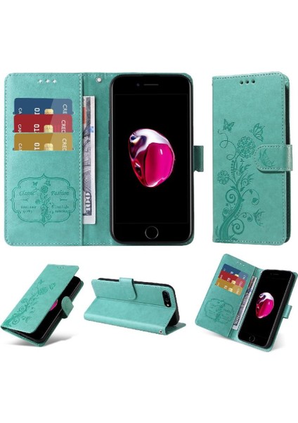 IPhone 6 Için Flip Case Artı Deri Kart Yuvaları Flip Çiçek (Yurt Dışından)