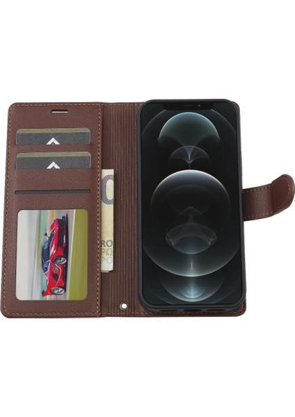 IPhone 12 Için Flip Case Pro Max Cüzdan Kılıf Kickstand Pu Deri 2 In 1 (Yurt Dışından)