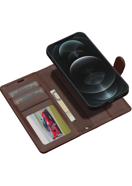 IPhone 12 Için Flip Case Pro Max Cüzdan Kılıf Kickstand Pu Deri 2 In 1 (Yurt Dışından)