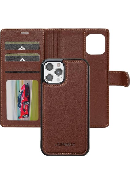 IPhone 11 Için Flip Case Pro Max Bölünmüş Deri Cüzdan Telefon Kapak 2 In 1 Pu (Yurt Dışından)