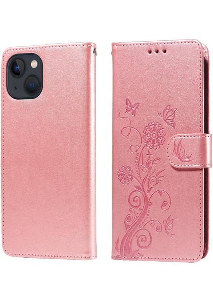 IPhone 13 Mini Çiçek Kart Yuvaları Deri Flip Case Için Flip Case (Yurt Dışından)