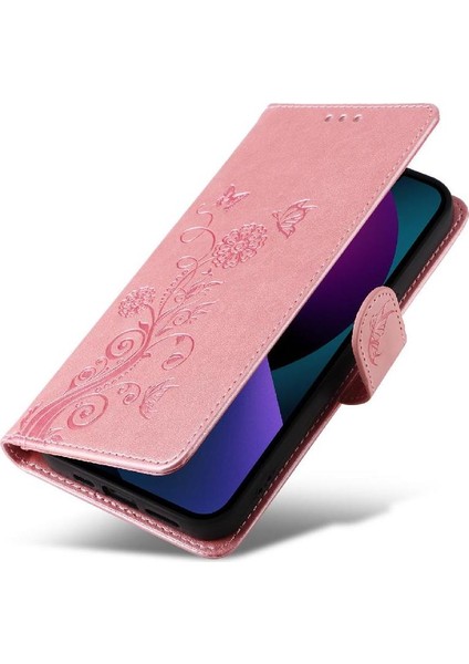IPhone 13 Mini Çiçek Kart Yuvaları Deri Flip Case Için Flip Case (Yurt Dışından)