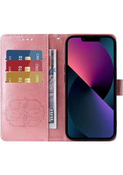 IPhone 13 Mini Çiçek Kart Yuvaları Deri Flip Case Için Flip Case (Yurt Dışından)