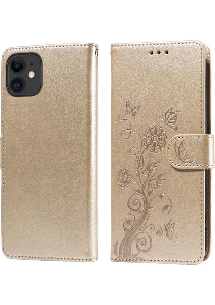 IPhone 12 Mini Flip Deri Çiçek Kart Yuvaları Için Flip Case (Yurt Dışından)