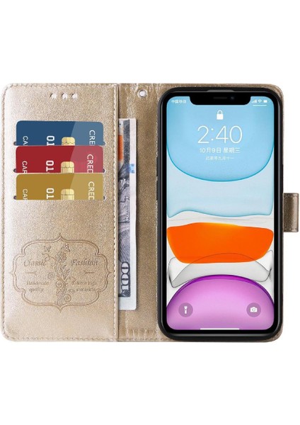 IPhone 12 Mini Flip Deri Çiçek Kart Yuvaları Için Flip Case (Yurt Dışından)