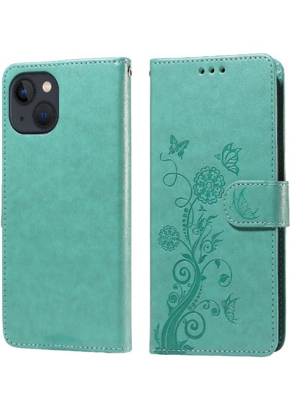 IPhone 13 Için Flip Case Çiçek Çevirme Deri Kart Yuvaları (Yurt Dışından)