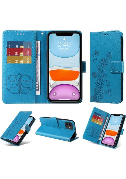 IPhone 11 Için Flip Case Deri Kart Yuvaları Çiçek Flip (Yurt Dışından)