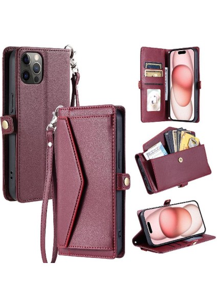 Cüzdan Crossbody Kılıf IPhone 12 Için Pro Fermuar Faturaları Yuvası Cüzdan Kılıf (Yurt Dışından)
