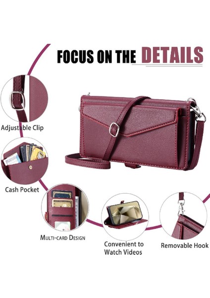 Cüzdan Crossbody Kılıf IPhone 12 Için Pro Fermuar Faturaları Yuvası Cüzdan Kılıf (Yurt Dışından)
