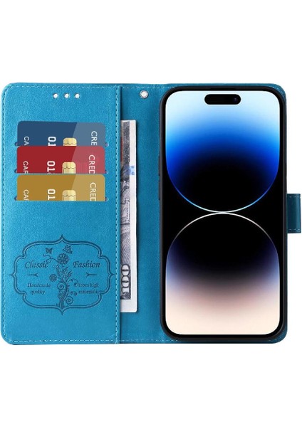IPhone 14 Için Flip Case Pro Max Cardyuvaları Çiçek Flip Deri (Yurt Dışından)