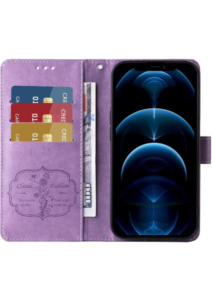 IPhone 12 Için Flip Case Pro Max Flip Çiçek Cardyuvaları Deri (Yurt Dışından)