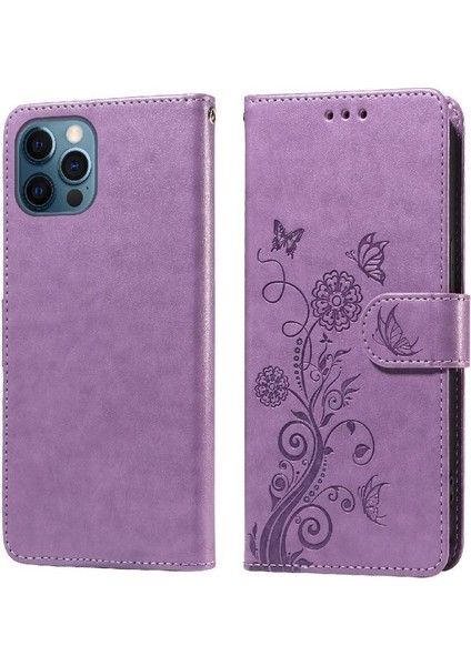 IPhone 12 Için Flip Case Pro Max Flip Çiçek Cardyuvaları Deri (Yurt Dışından)