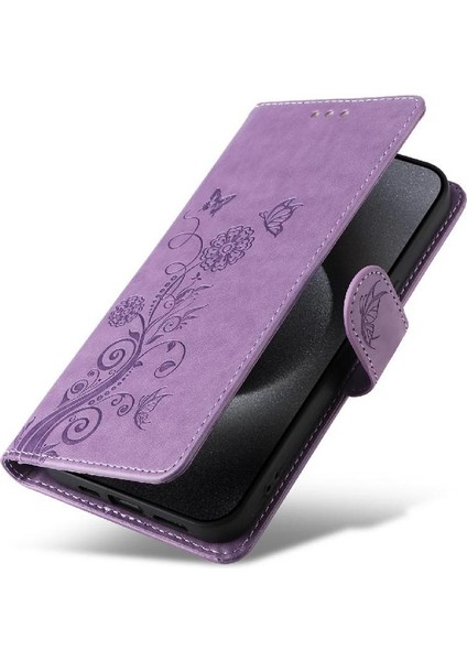 IPhone 15 Pro Kart Yuvaları Flip Deri Çiçek Için Flip Case (Yurt Dışından)