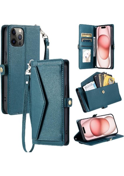 Cüzdan Crossbody Kılıf IPhone 12 Için Pro Fermuar Faturaları Yuvası Cüzdan Kılıf (Yurt Dışından)
